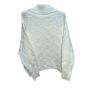 Cyrus Cable Knit Turtleneck Sweater Cream Textured Pullover‎ Size M NWT 99$ MSRP